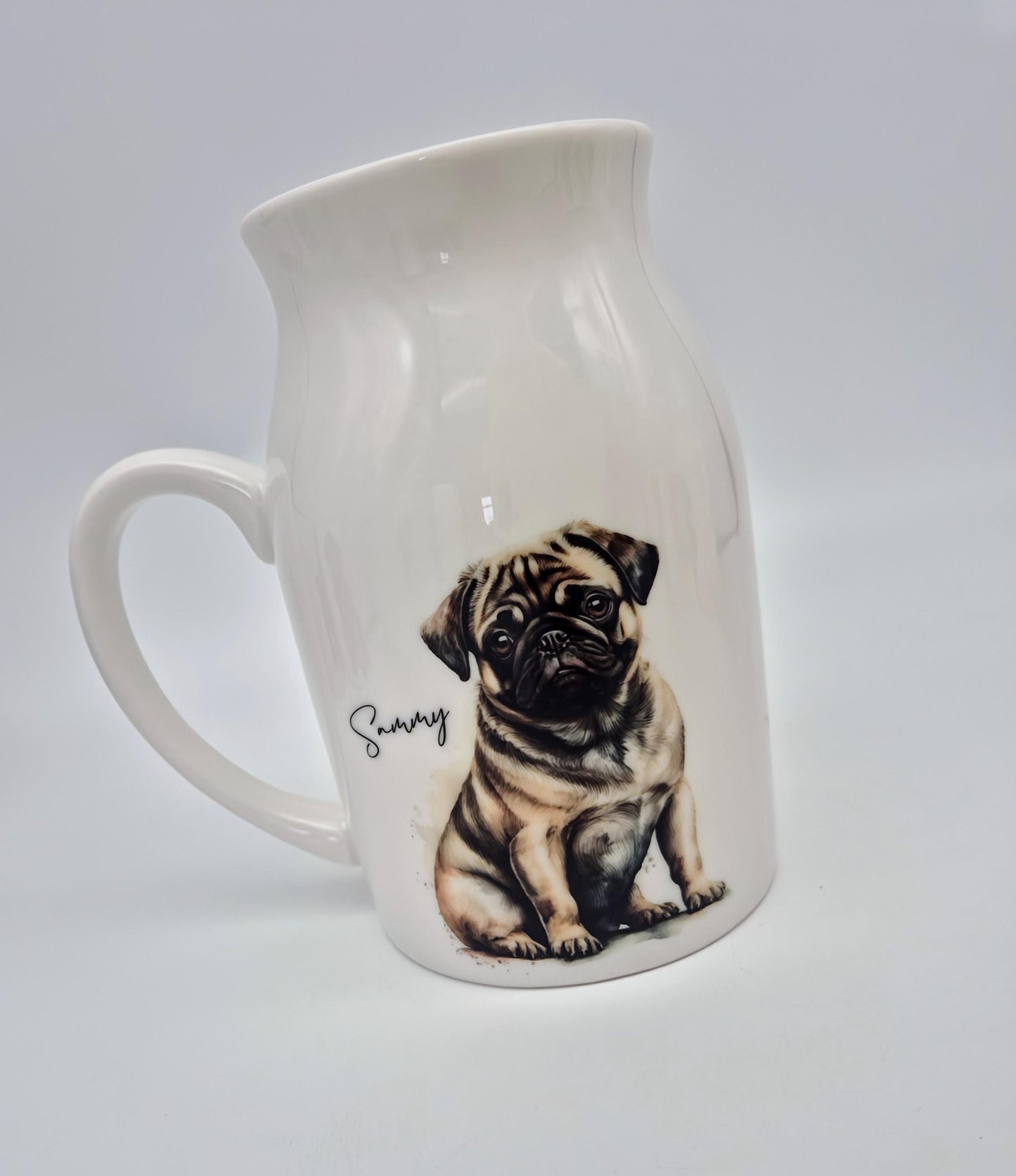 Personalised Watercolour Pug Milk Jug | Flower Vase | Pug Lover Gift