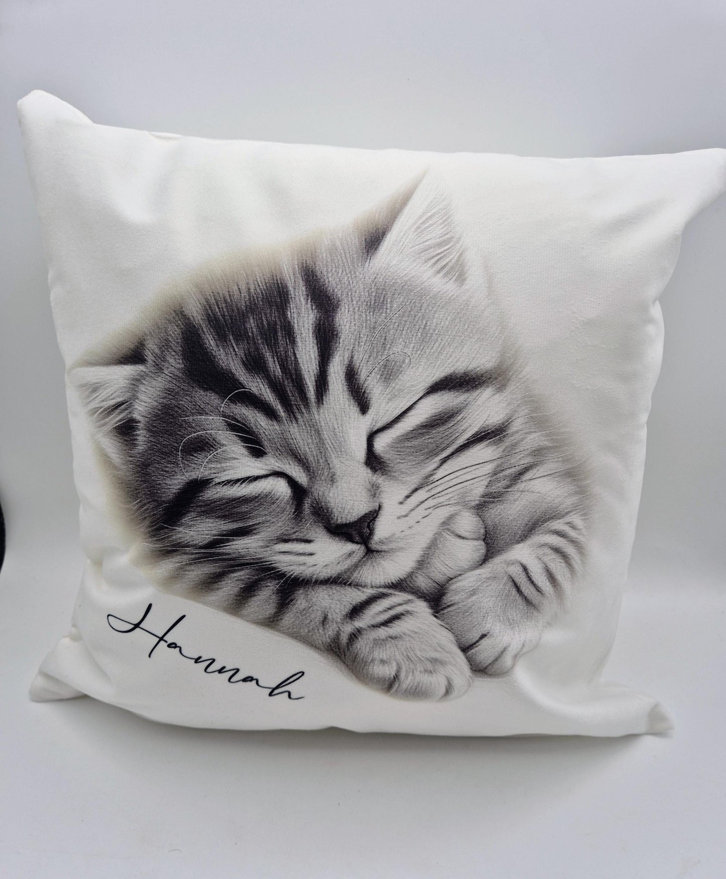 Personalised Sketched Kitten Cushion – Custom Cat Lover Gift | Pet Throw Pillow