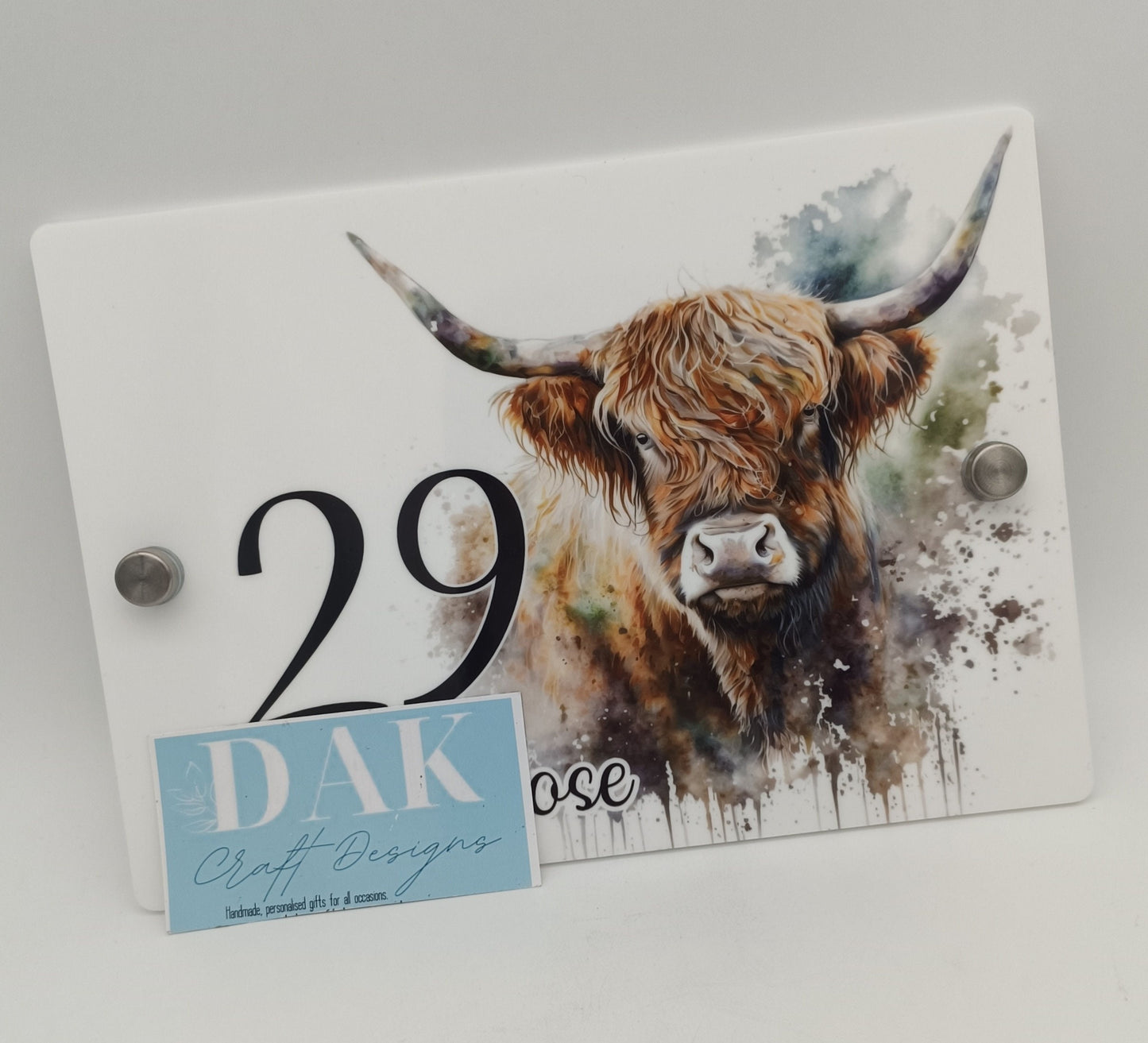 Personalised Highland Cow Acrylic House Sign | Custom House Number | New Home Gift