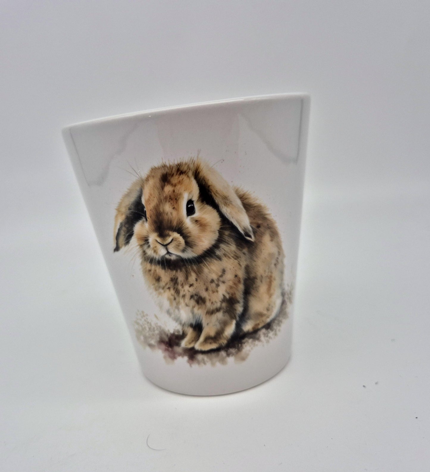 Personalised Watercolour Bunny Rabbit Plant Pot – Custom Pen & Brush Holder | Rabbit Lover Gift