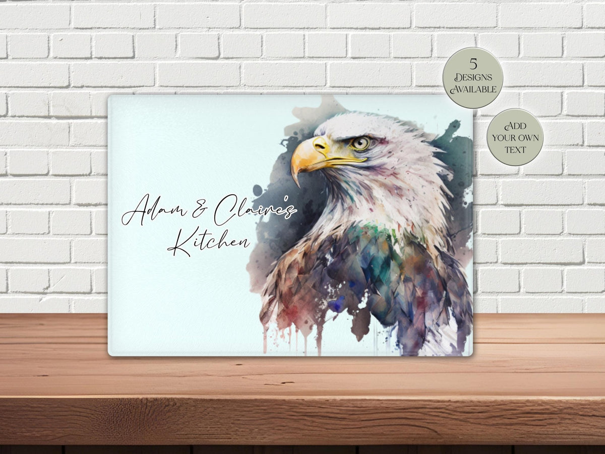 Personalised Eagle Glass Chopping Board | A3 or A4 | Bird Lover Gift