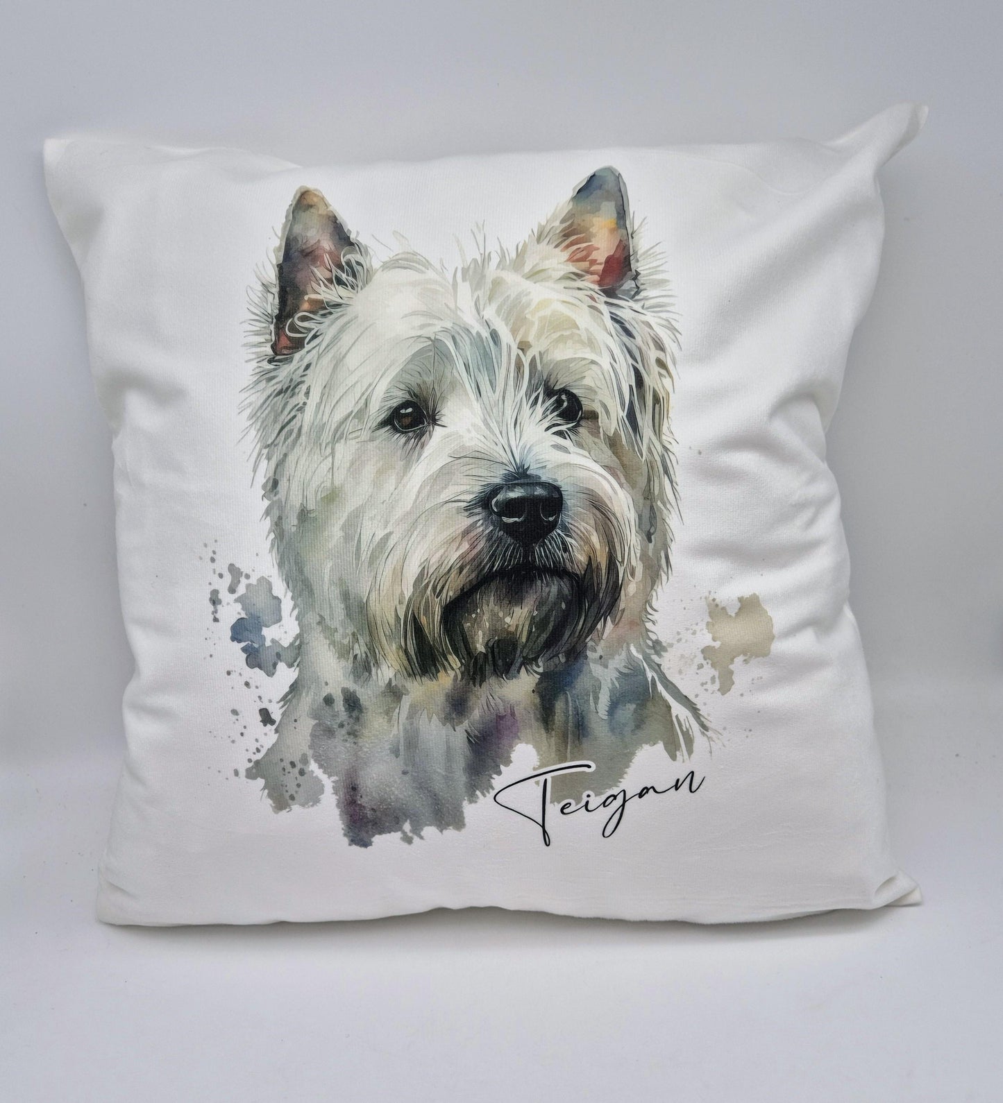 Personalised West Highland Terrier Cushion – Watercolour Westie Gift