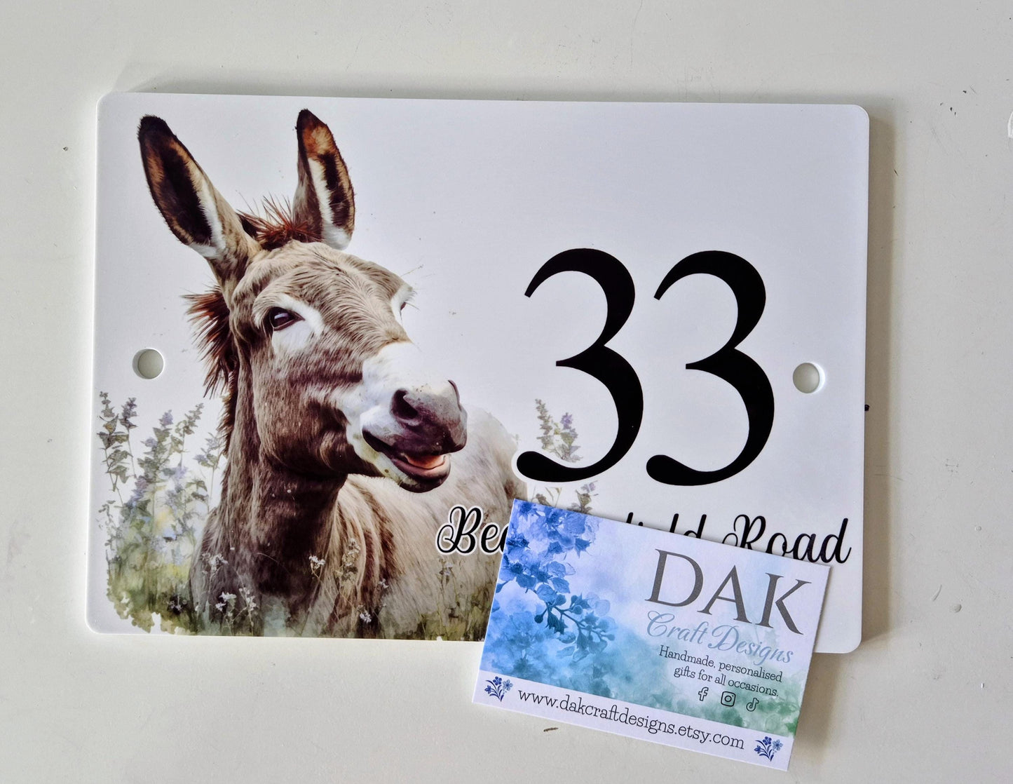 Personalised Watercolour Donkey House Sign | Acrylic Gate Plaque | New Home Gift