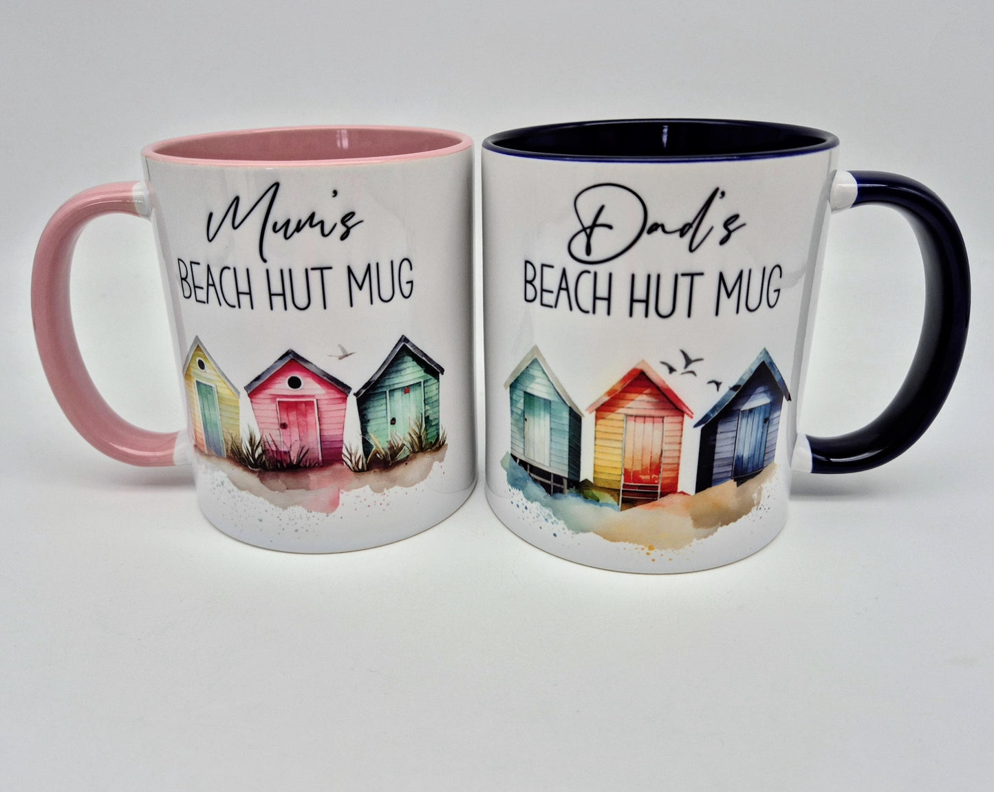 Personalised Beach Hut Mug & Coaster Set | Coastal Gift for Beach Lovers