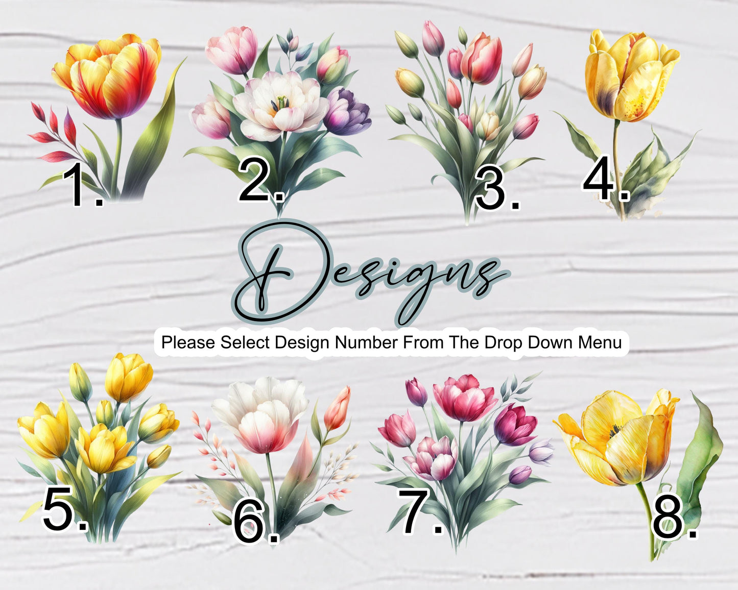 Personalised Tulip Birthday Card – Watercolour Floral Greeting Card
