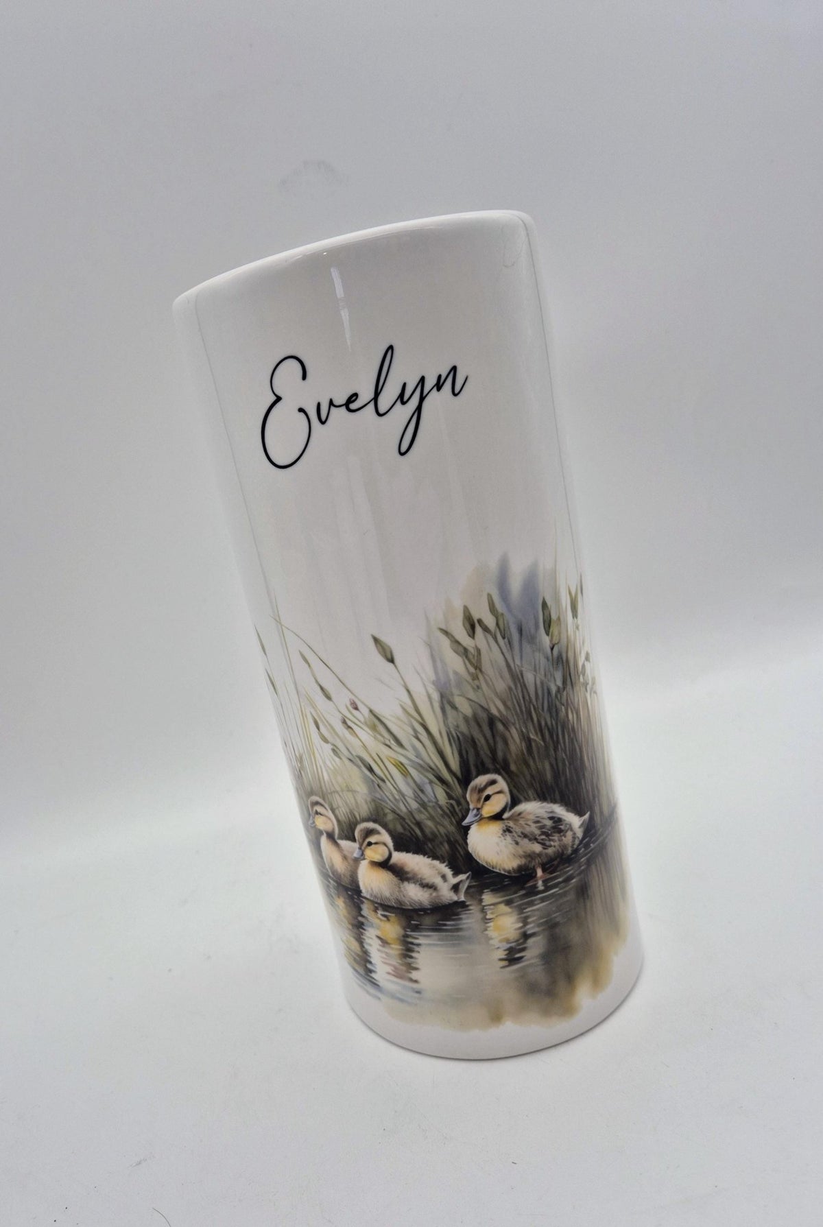 Personalised Duck Ceramic Vase – Custom Watercolour Duckling Flower Pot