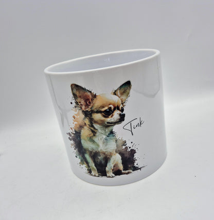 Personalised Chihuahua Plant Pot – Watercolour Dog Lover Gift | Succulent Planter