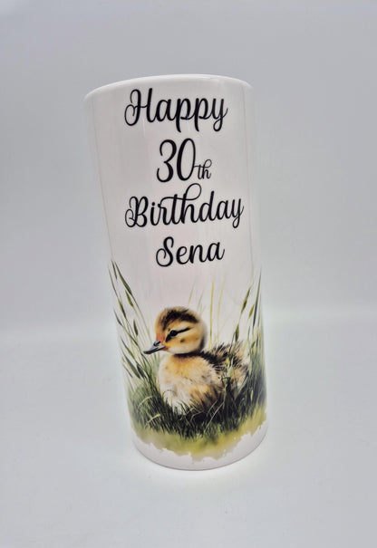 Personalised Duck Ceramic Vase – Custom Watercolour Duckling Flower Pot