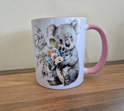 Personalised Koala Bear Mug & Coaster Set – Watercolour Animal Gift