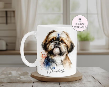 Personalised Watercolour Shih Tzu Mug – Custom Dog Lover Gift | With Matching Coaster Option