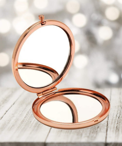 Personalised Watercolour Rose Gold Pig Compact Mirror - Beauty gift