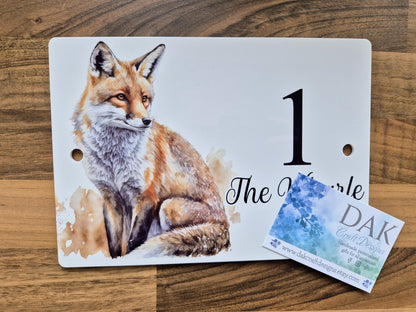 Personalised Watercolour Fox House Sign | Acrylic Gate Plaque | New Home Gift