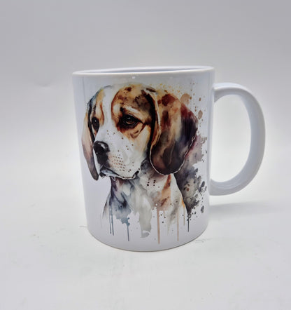 Personalised Beagle Mug & Coaster Set | Custom Dog Lover Gift | Watercolour Beagle Present