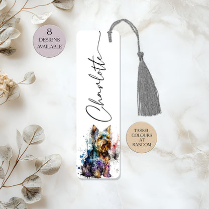 Personalised Yorkshire Terrier Bookmark | Metal Yorkie Gift with Tassel | Custom Dog Lover Bookmark