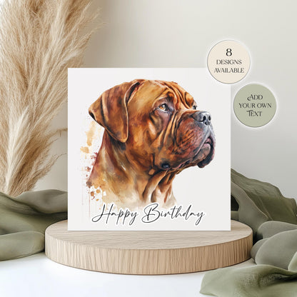 Personalised Dogue de Bordeaux Birthday Card | Dog Greetings Card | Dog Lover Gift
