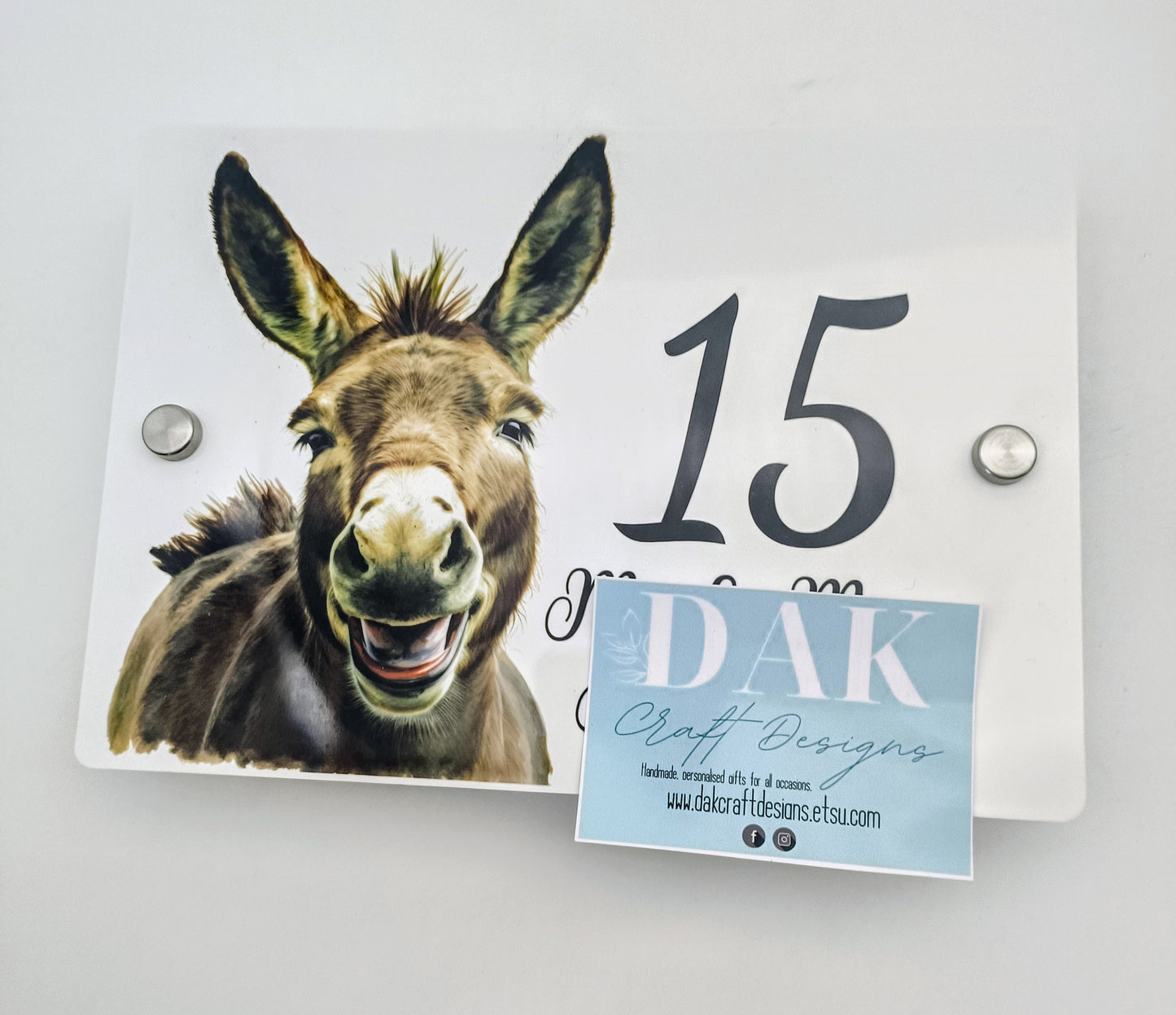 Personalised Watercolour Donkey House Sign | Acrylic Gate Plaque | New Home Gift