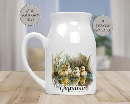 Personalised Watercolour Duckling Milk Jug | Flower Vase | Duck Lover Gift