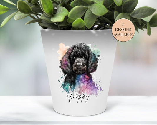 Personalised Black Poodle Plant Pot | Custom Dog Lover Gift | Poodle Pen Pot & Planter