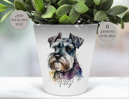 Personalised Schnauzer Plant Pot – Pen Holder, Desk Organiser & Dog Lover Gift - Memorial Keepsake