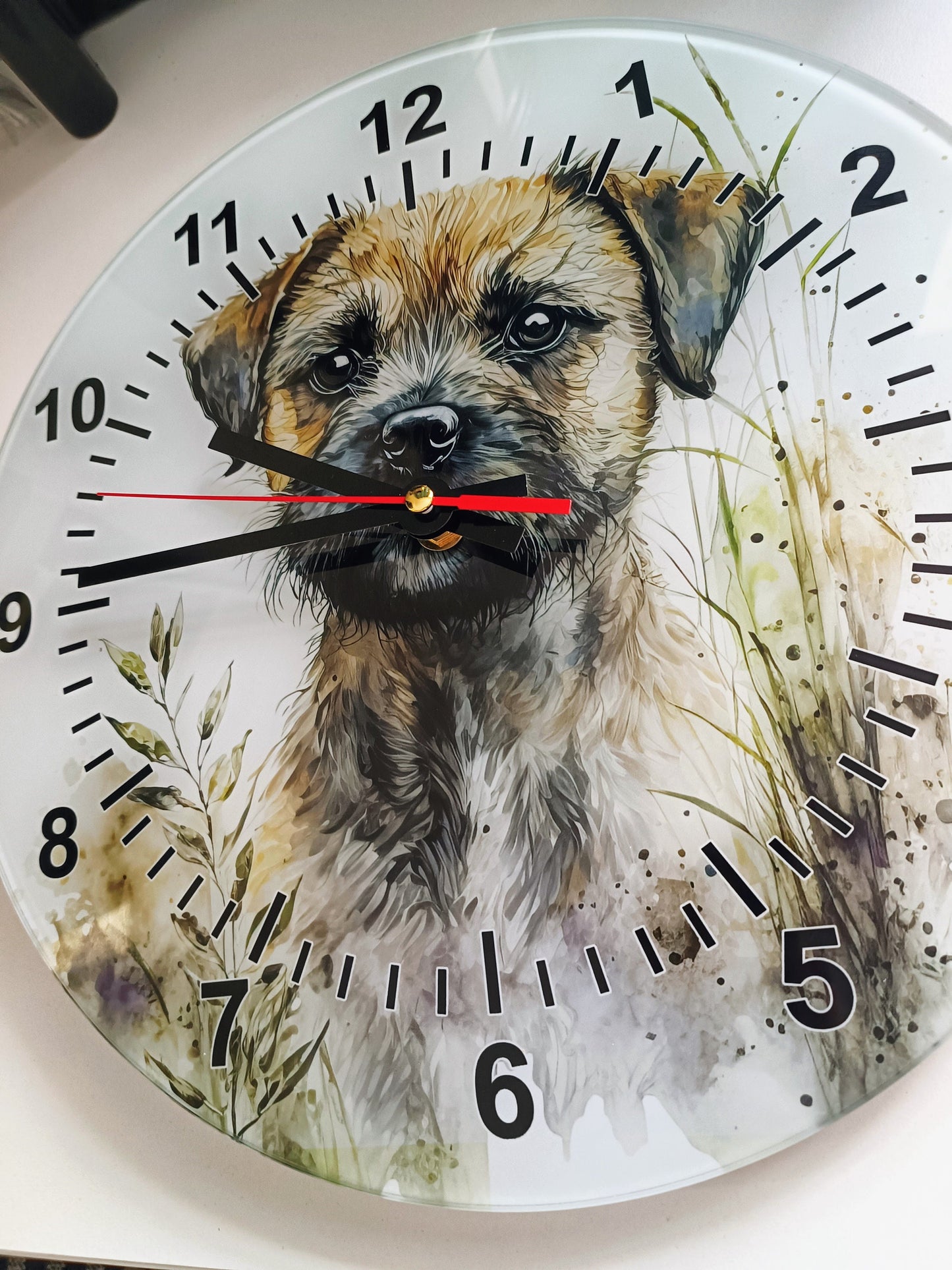 Border Terrier Glass Wall Clock – Dog Lover Gift & Home Décor