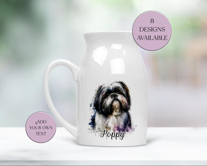 Personalised Shih Tzu Milk Jug & Vase – Watercolour Dog Gift | Shih Tzu Home Décor