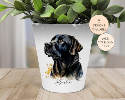 Personalised Black Labrador Printed Plant Pot – Dog Lover Gift - Pen Holder & Desk Organiser - Memorial Keepsake