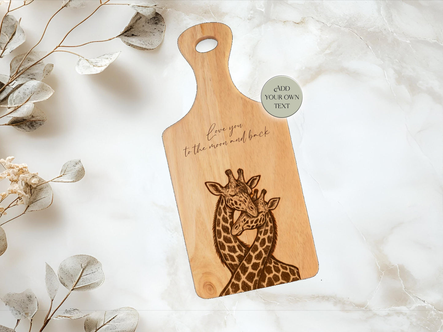 Personalised Giraffe Engraved Wooden Chopping Board – Couples Gift | Wedding, Anniversary & Housewarming