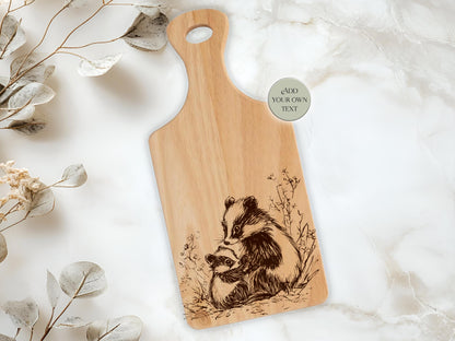 Personalised Badger Cutting Board – Custom Engraved Wooden Kitchen Gift