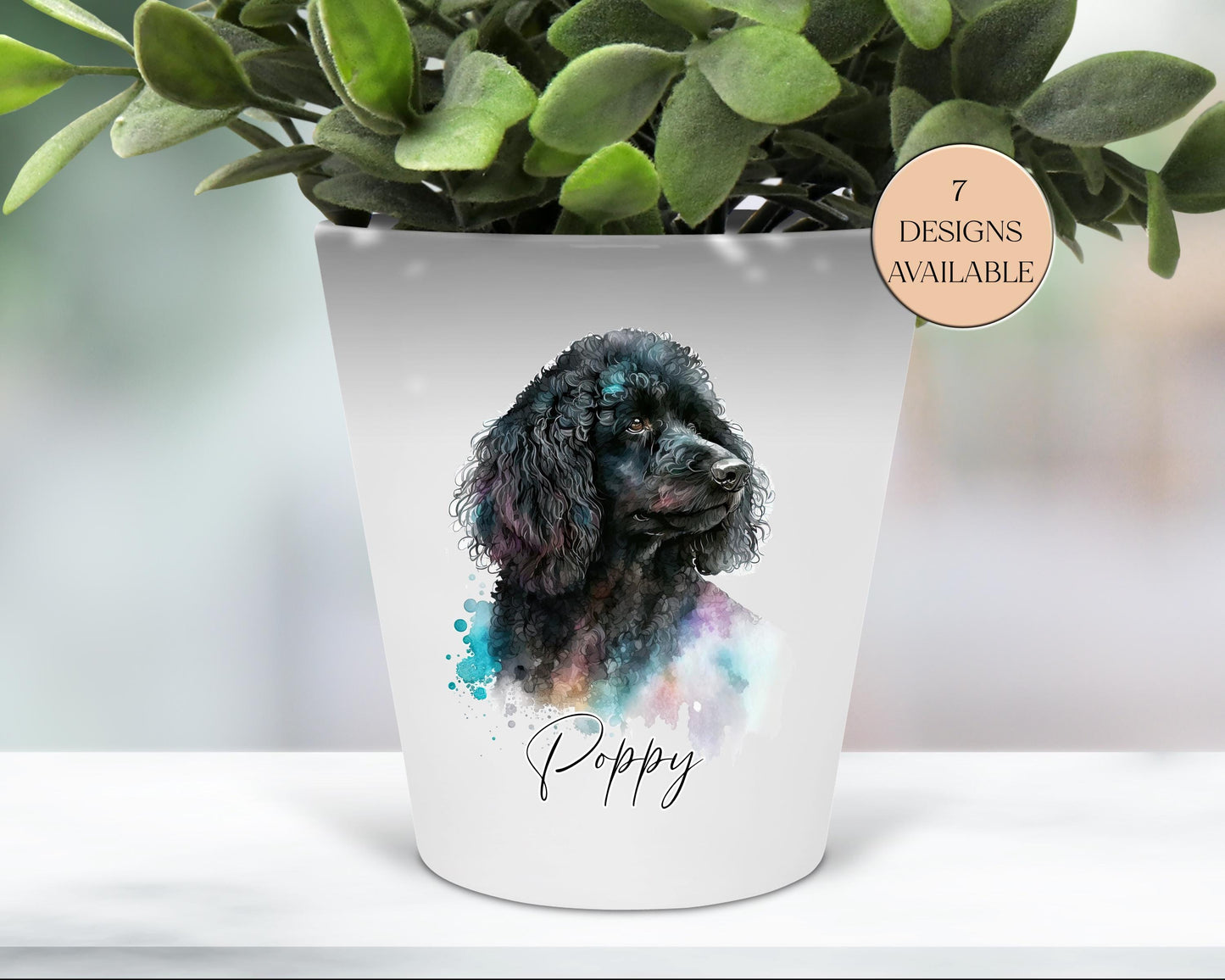 Personalised Black Poodle Plant Pot | Custom Dog Lover Gift | Poodle Pen Pot & Planter