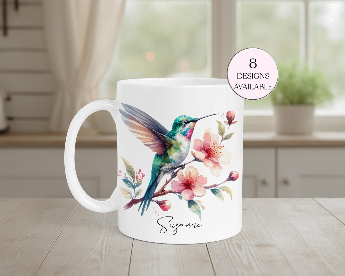 Personalised Watercolour Hummingbird Mug & Coaster Set | Bird Lover Gift