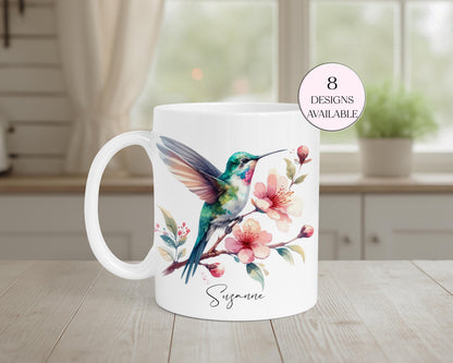 Personalised Watercolour Hummingbird Mug & Coaster Set | Bird Lover Gift