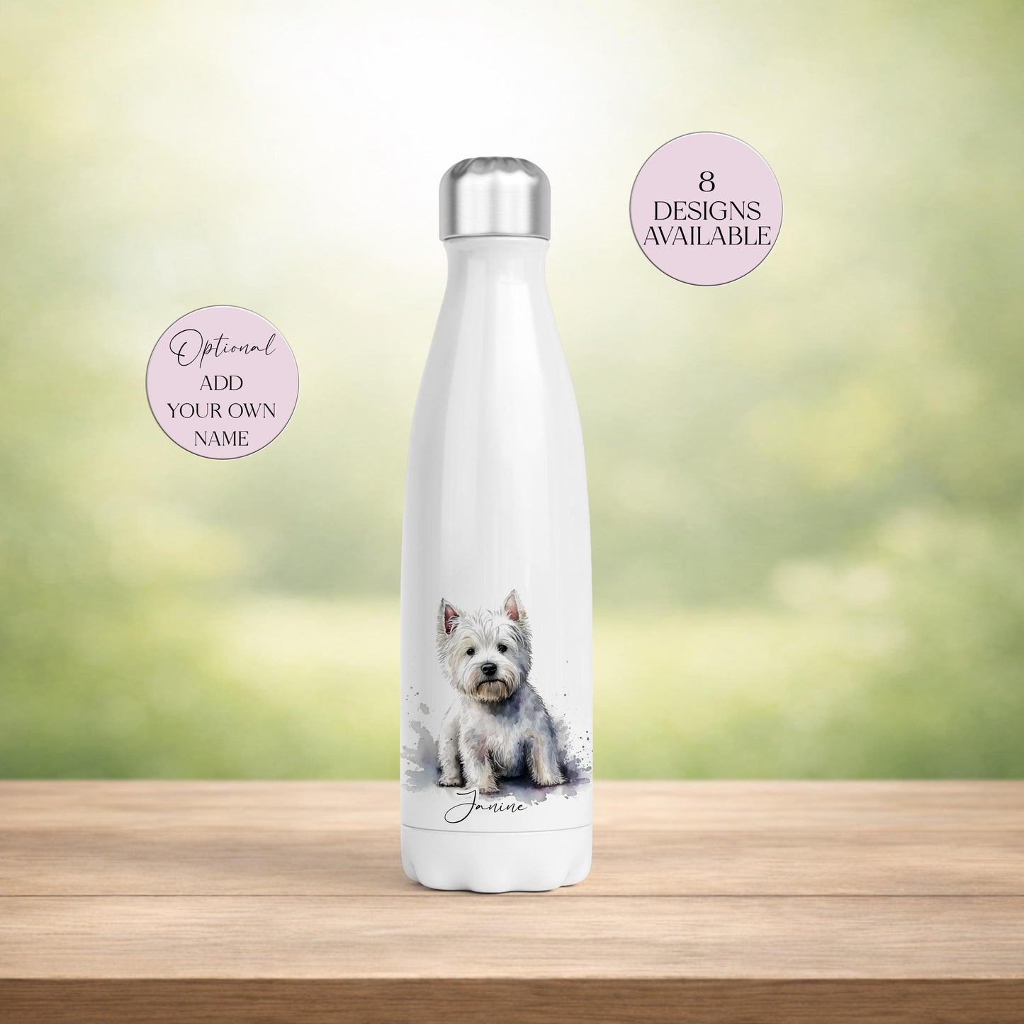 Personalised West Highland Terrier Water Bottle | Westie Dog Gift