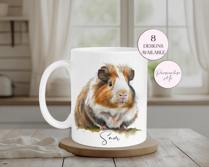 Personalised Watercolour Guinea Pig Mug & Coaster Set | Custom Guinea Pig Gift