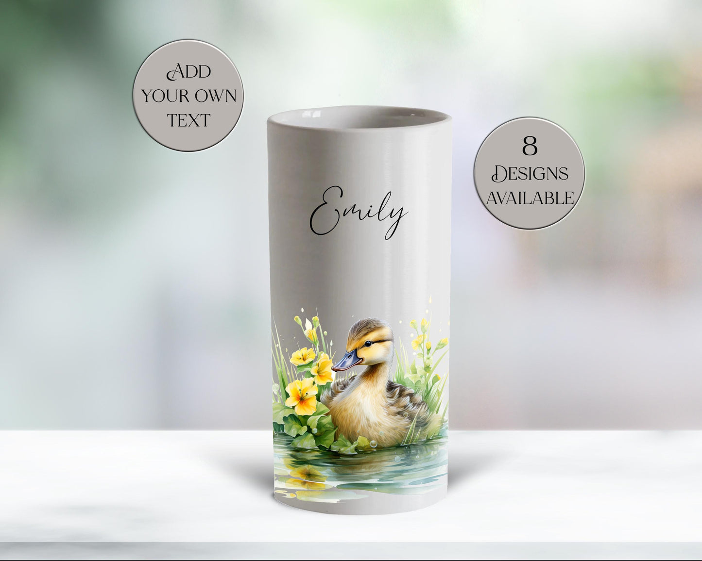 Personalised Duck Ceramic Vase – Custom Watercolour Duckling Flower Pot