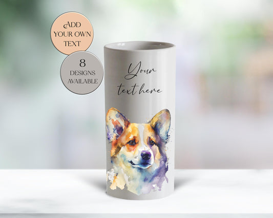 Personalised Watercolour Corgi Ceramic Vase | Custom Dog Lover Gift | Corgi Home Décor