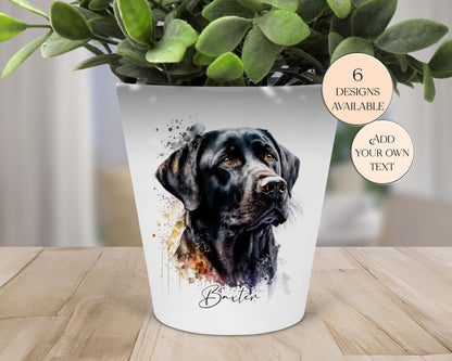 Personalised Black Labrador Printed Plant Pot – Dog Lover Gift - Pen Holder & Desk Organiser - Memorial Keepsake