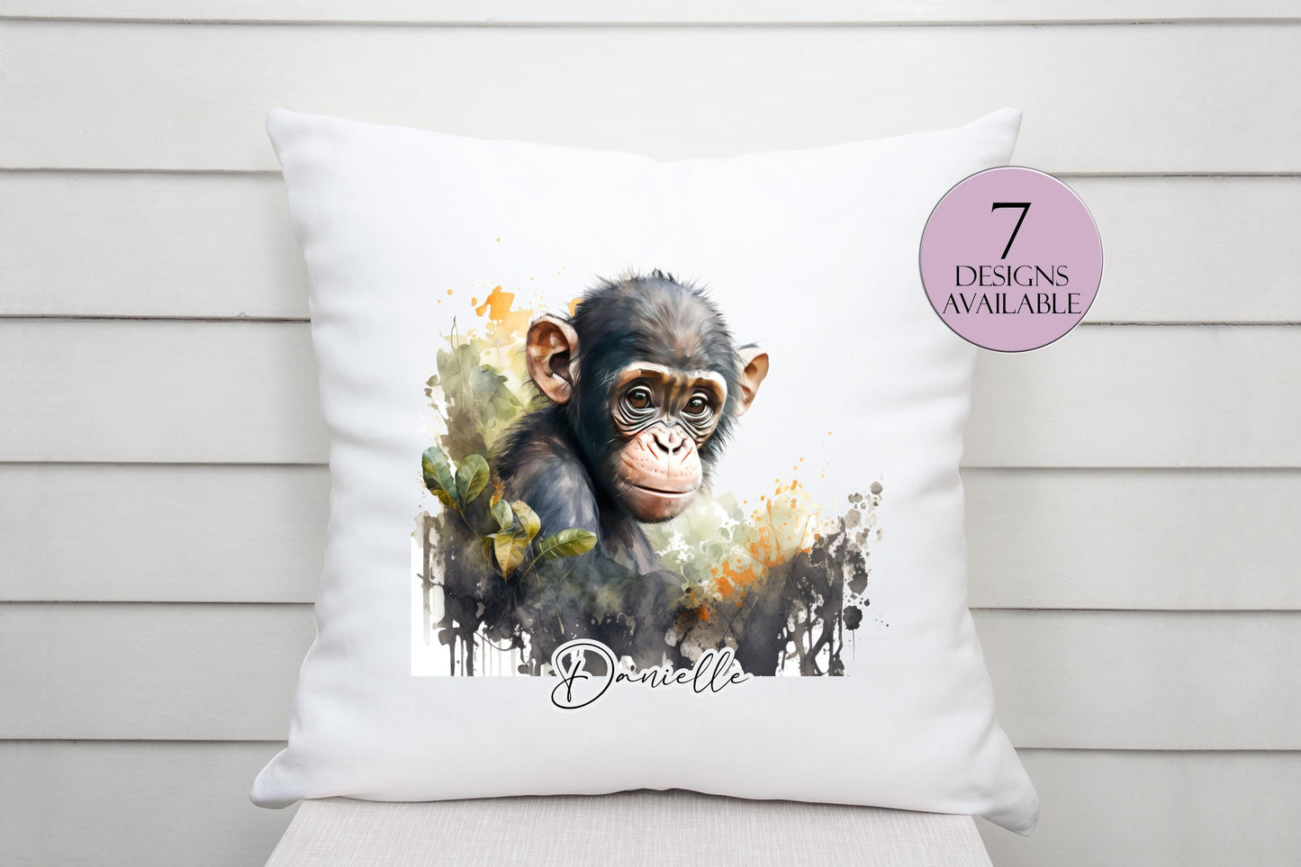 Personalised Cheeky Monkey Cushion – Custom Animal Throw Pillow | Kids & Nursery Gift