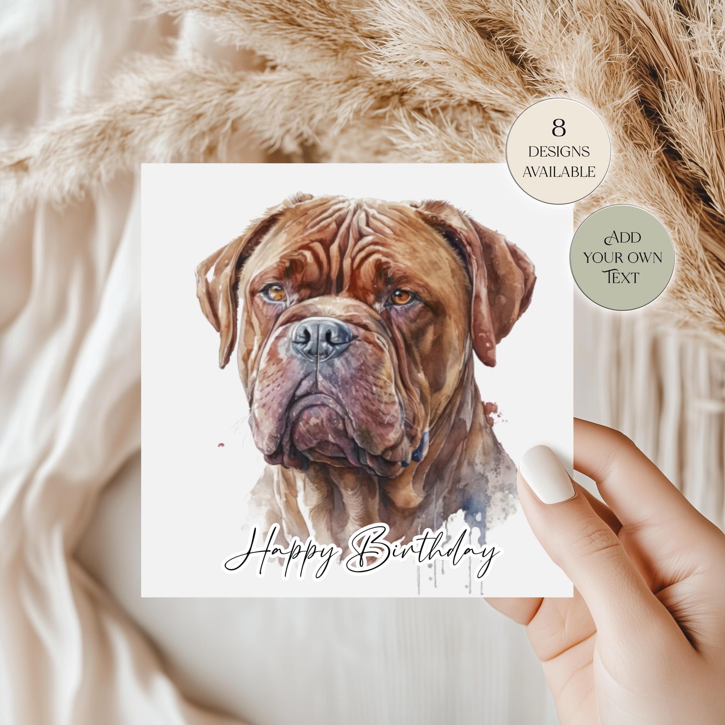 Personalised Dogue de Bordeaux Birthday Card | Dog Greetings Card | Dog Lover Gift