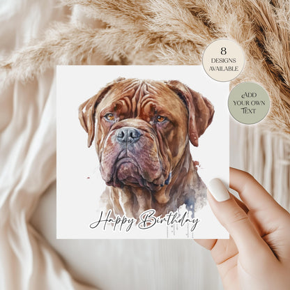 Personalised Dogue de Bordeaux Birthday Card | Dog Greetings Card | Dog Lover Gift