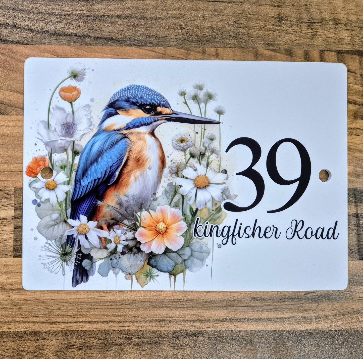 Personalised Watercolour Kingfisher House Sign | Acrylic Gate Plaque | New Home Gift