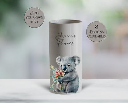 Personalised Watercolour Koala Vase – Custom Flower Vase & Koala Gift