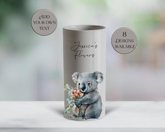 Personalised Watercolour Koala Vase – Custom Flower Vase & Koala Gift