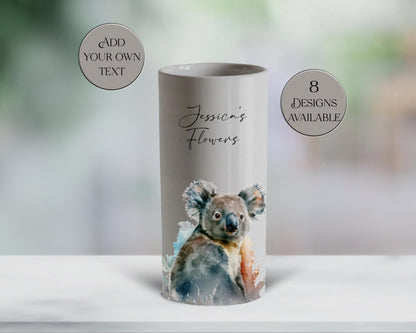 Personalised Watercolour Koala Vase – Custom Flower Vase & Koala Gift