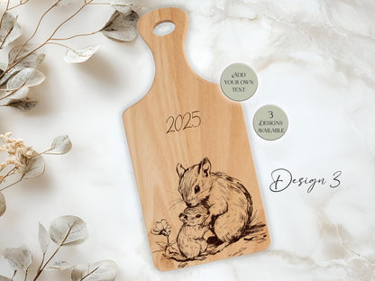 Personalised Wooden Mouse Cutting Board – Custom Engraved Kitchen Gift