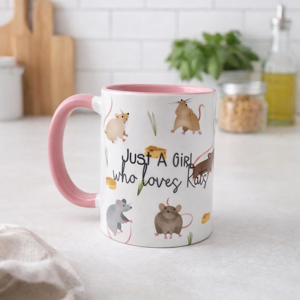 Just A Girl Who Loves Rats Mug & Coaster –  Rat Lover Gift