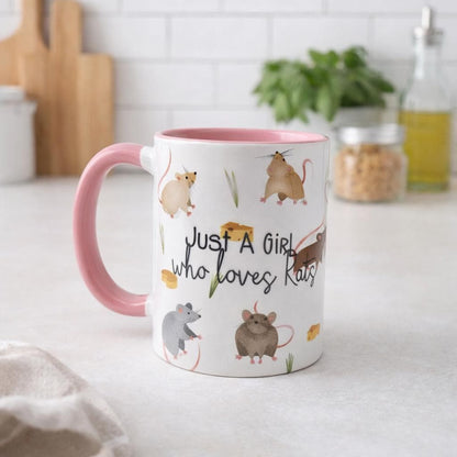 Just A Girl Who Loves Rats Mug & Coaster –  Rat Lover Gift