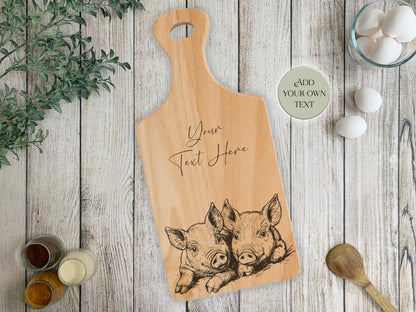 Personalised Wooden Pig Cutting Board – Custom Engraved Kitchen Gift