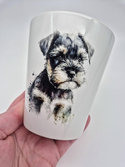 Personalised Schnauzer Plant Pot – Pen Holder, Desk Organiser & Dog Lover Gift - Memorial Keepsake