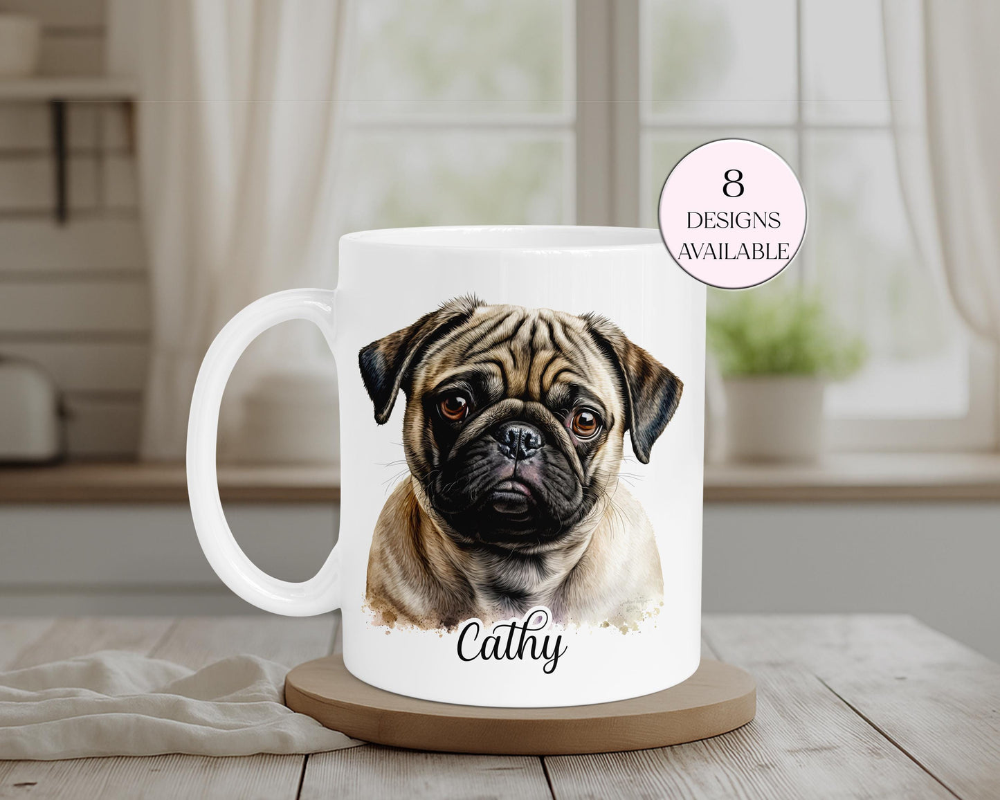 Personalised Pug Mug & Coaster Set | Dog Lover Gift