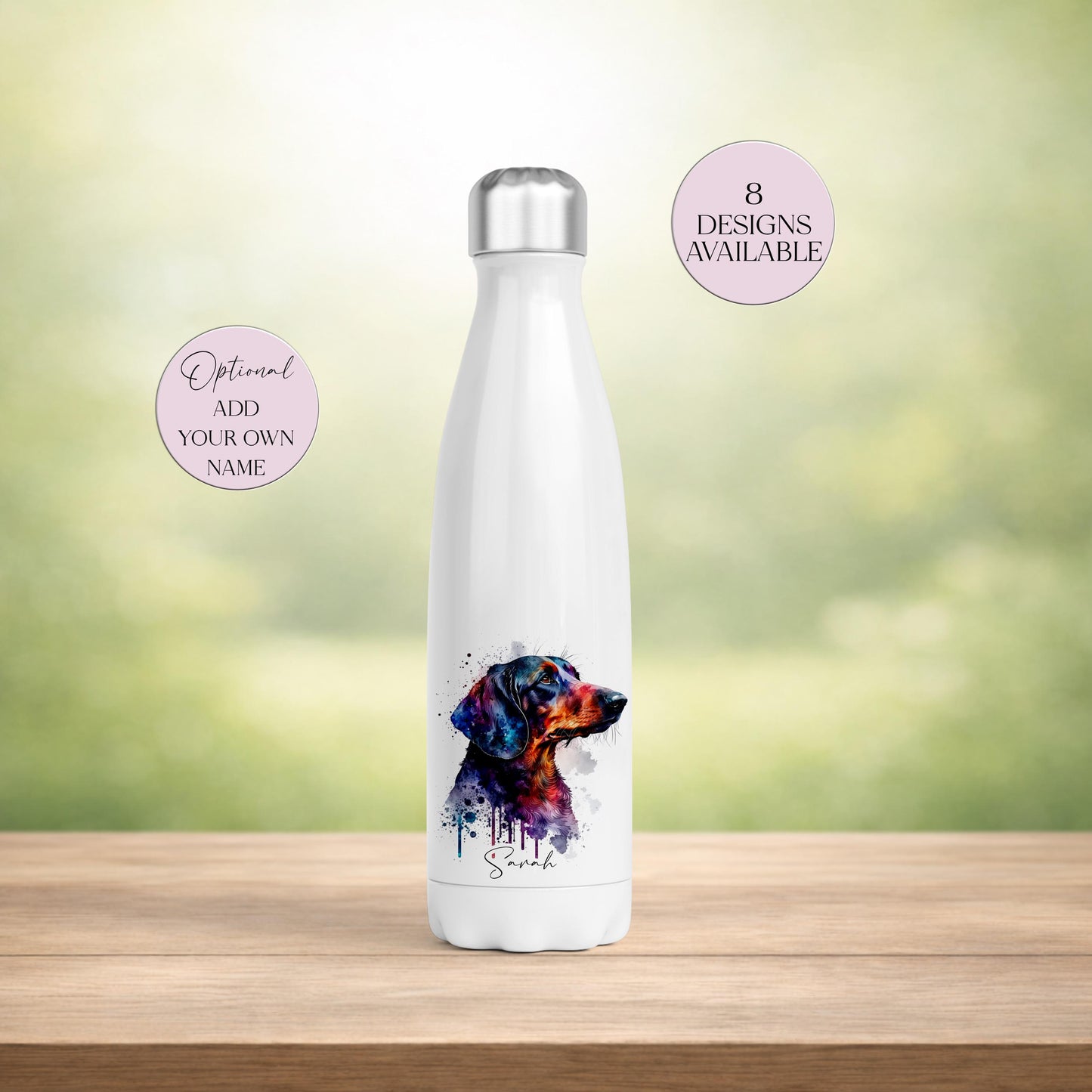 Personalised Dachshund Water Bottle – Stainless Steel Insulated | Sausage Dog Gift
